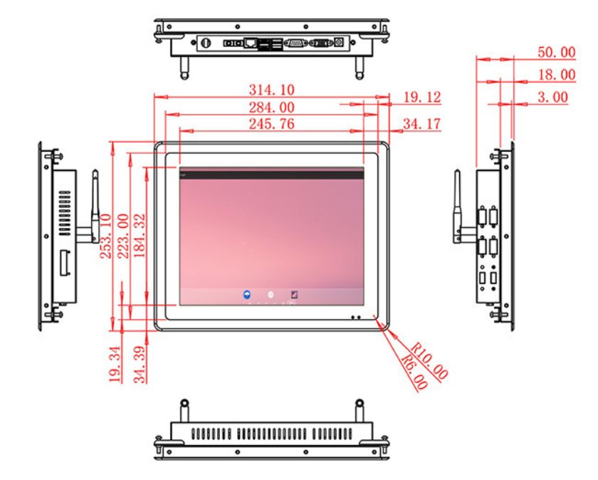 จอ LCD Android แบบกรอบเปิดขนาด 12.1 นิ้ว เกรดอุตสาหกรรม