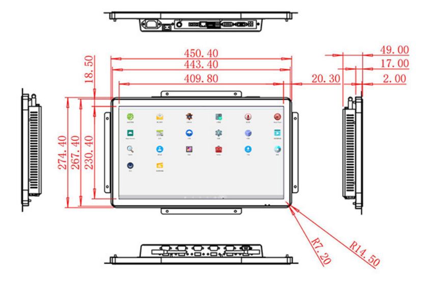 จอ LCD Android แบบกรอบเปิดขนาด 18.5 นิ้ว เกรดอุตสาหกรรม