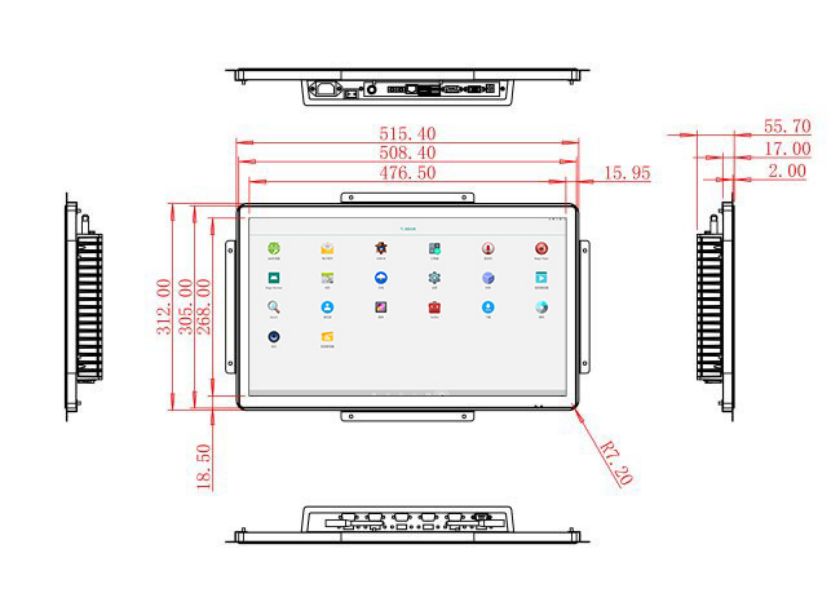 จอ LCD Android แบบกรอบเปิดขนาด 21.5 นิ้ว