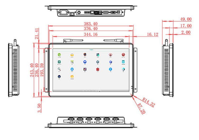 จอ LCD Android แบบติดเรียบขนาด 15.6 นิ้ว