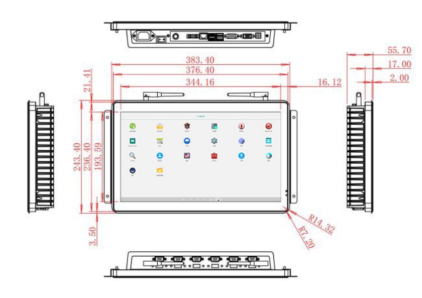 จอ LCD Android แบบติดเรียบขนาด 15.6 นิ้ว