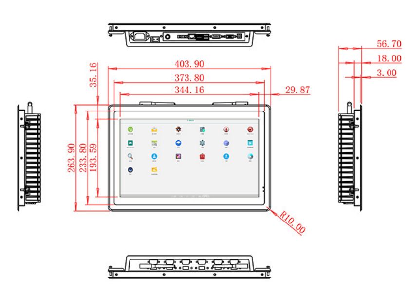 จอ LCD Android แบบติดเรียบขนาด 15.6 นิ้ว