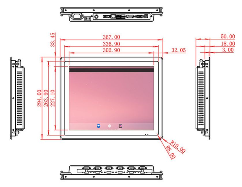 จอ LCD Android แบบฝังขนาด 15 นิ้ว