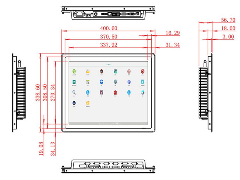 จอ LCD Android แบบฝังขนาด 17 นิ้ว