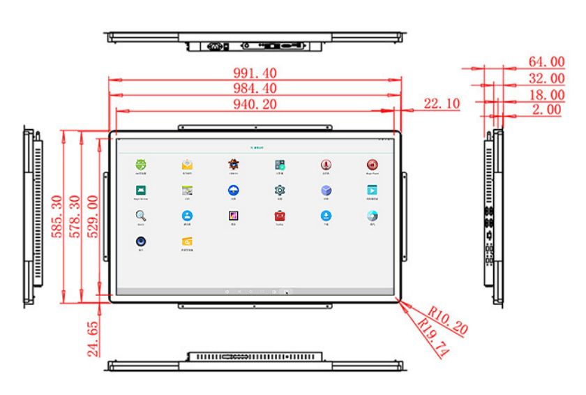 จอ LCD Android แบบฝังขนาด 43 นิ้ว