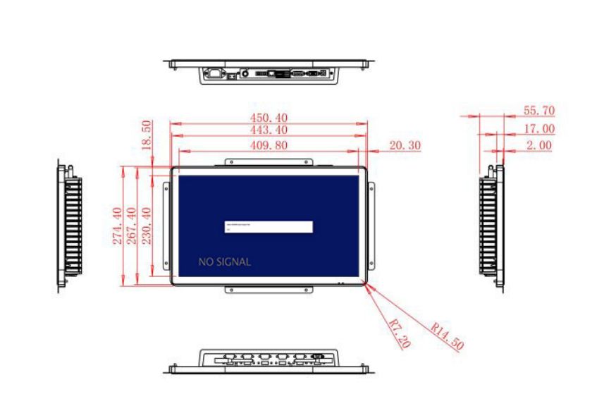 จอ LCD แบบฝัง 18.5 นิ้ว