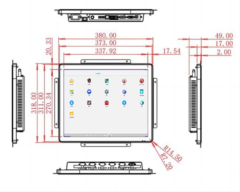 โรงงานจอ LCD Android แบบกรอบเปิดขนาด 17นิ้ว