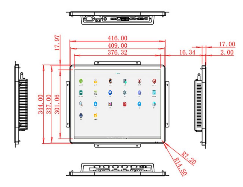 โรงงานจอ LCD Android แบบกรอบเปิดขนาด 19 นิ้ว