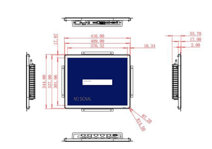 โรงงานจอ LCD แบบกรอบเปิด19 นิ้ว